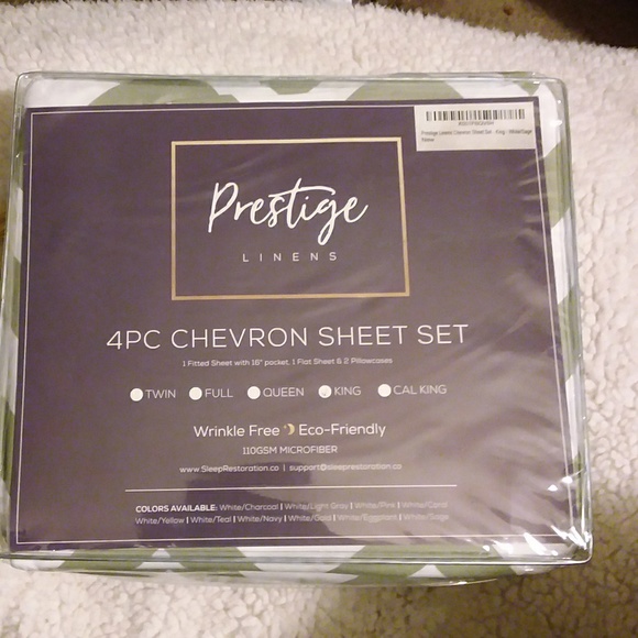 Prestige Linens 4 PC. Chevron Sheet Set Ki… - Picture 2 of 2